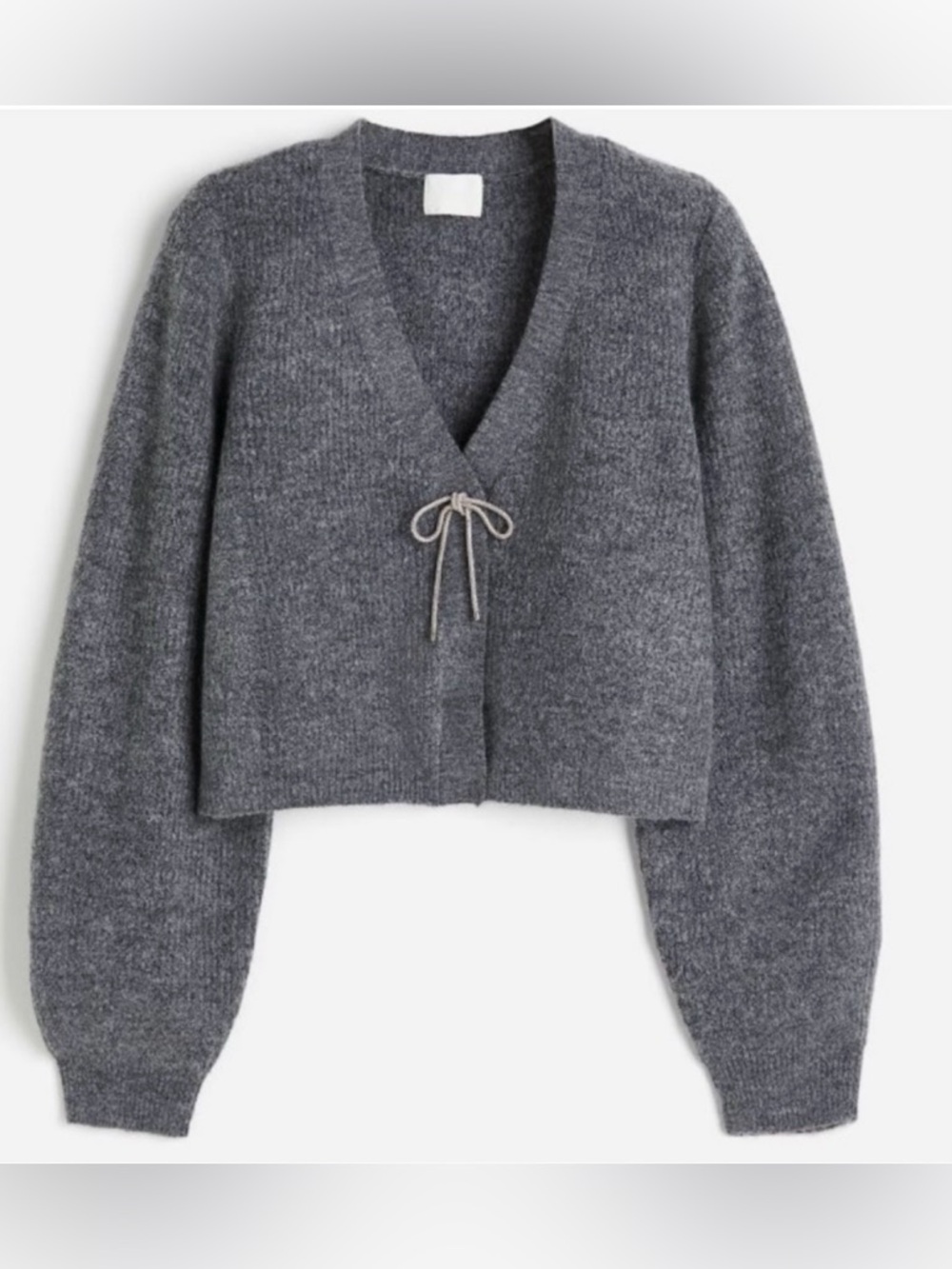 Women’s Gray Cropped V-Neck cardigan Sweater